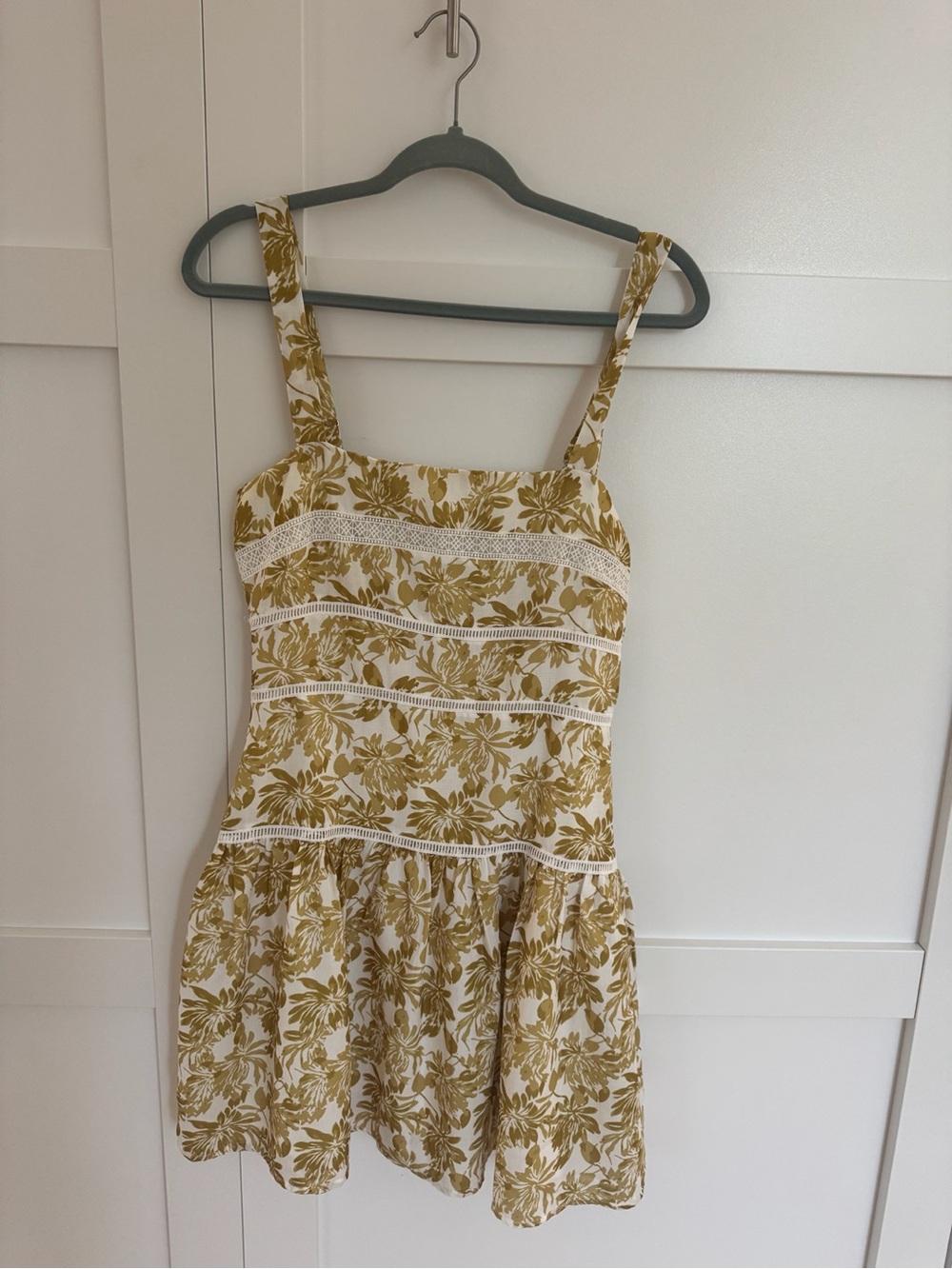 Floral Lace-Trim Sun Dress in Mustard
